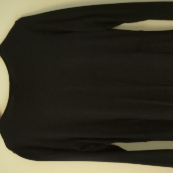 Allen Allen Vintage Ribbed Henley Black A Line Midi Stretchy Dress Minimalist L - Picture 6 of 8